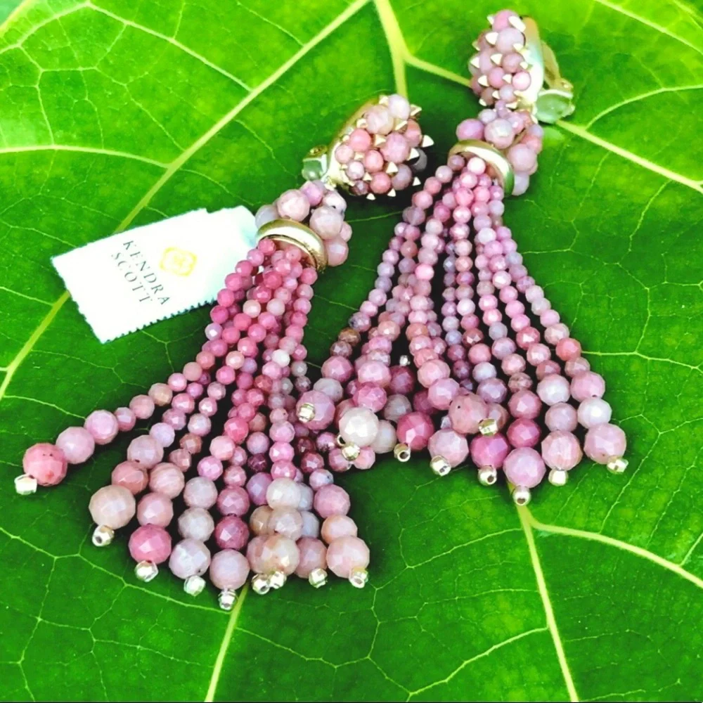 KENDRA SCOTT Cecily Genuine stone CLIP ON earrings PINK